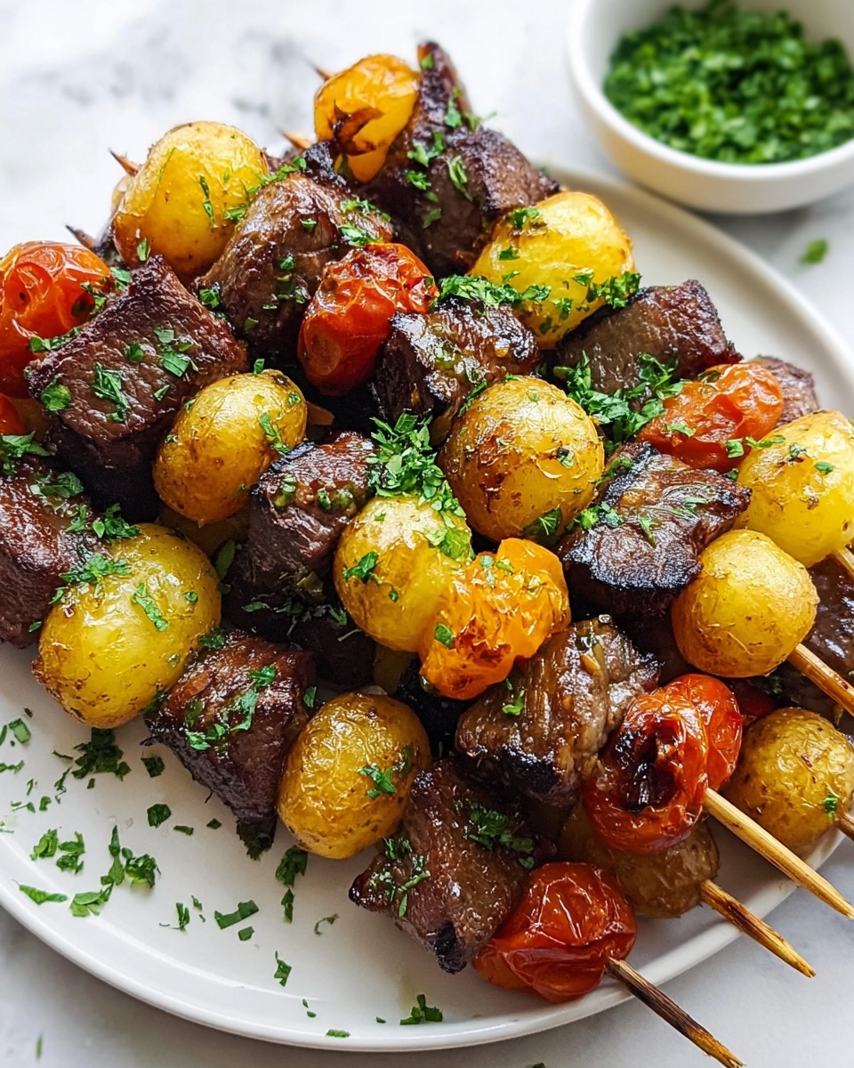 Rosemary Garlic Steak Kebabs Recipe - Recipe Image