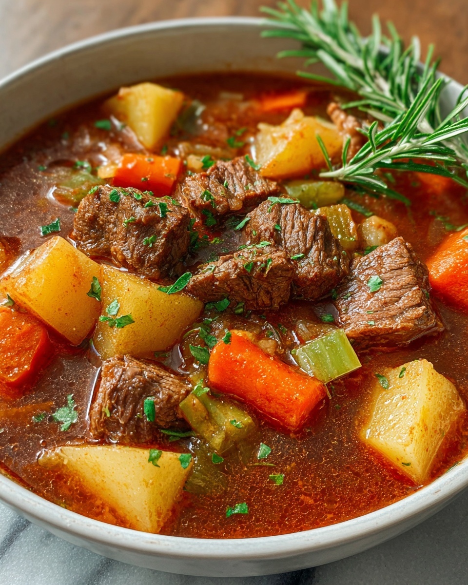 Pot Vegetable Soup with Stew Meat Recipe - Recipe Image