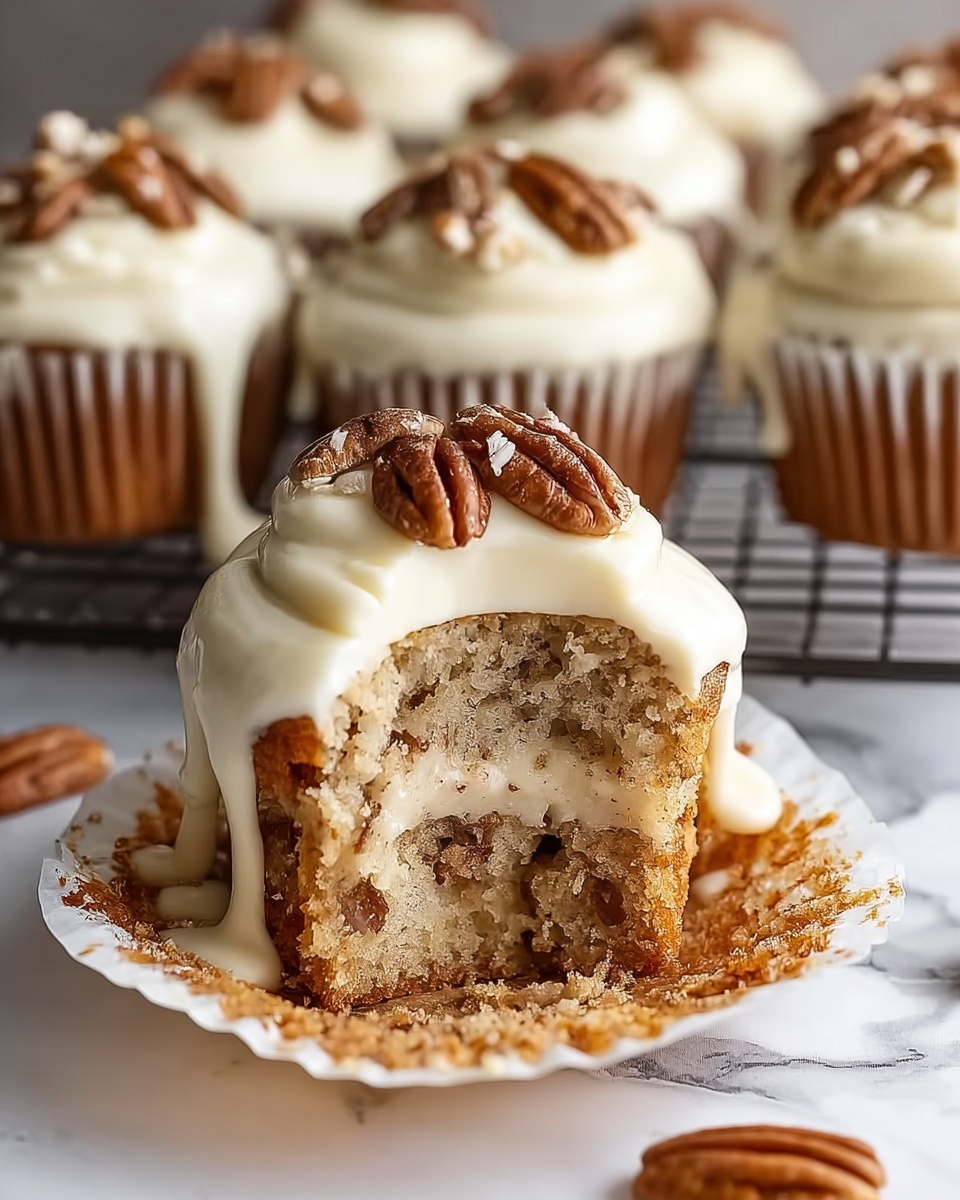 Banana Cinnamon Pecan Cupcakes with Cream Cheese Frosting Recipe - Recipe Image