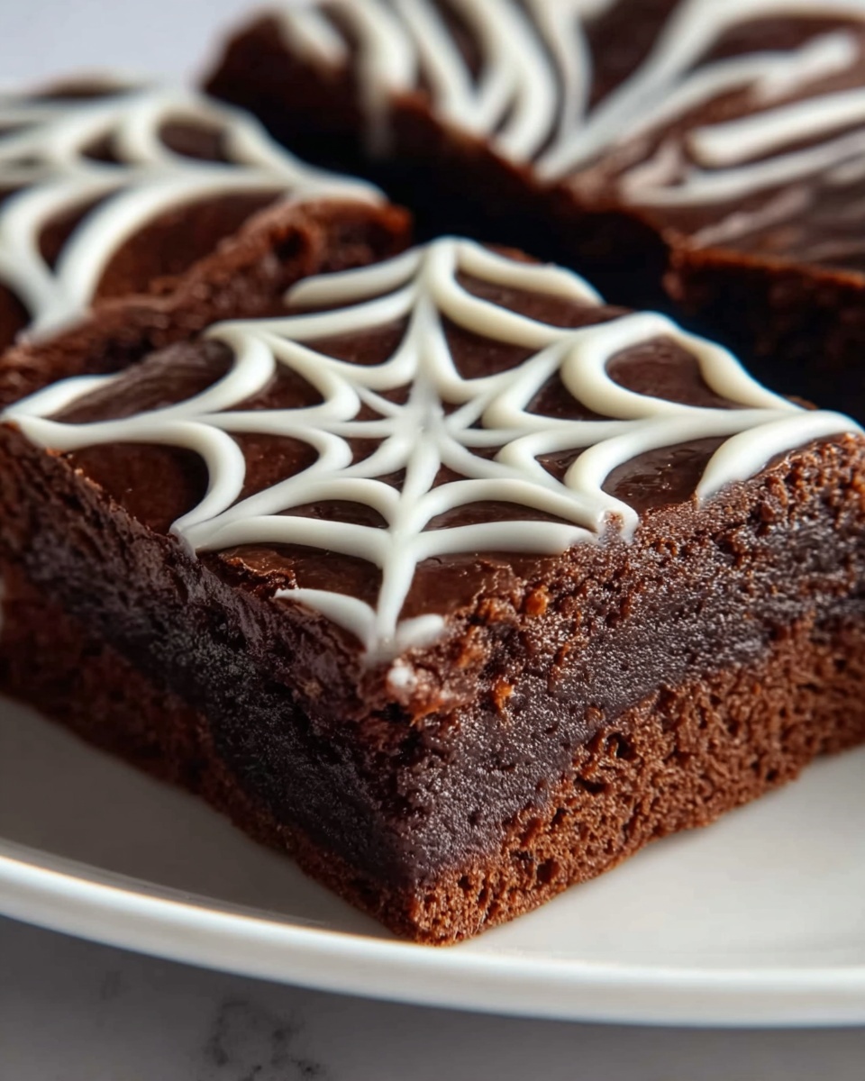 White Chocolate Spiderweb Brownies Recipe - Recipe Image