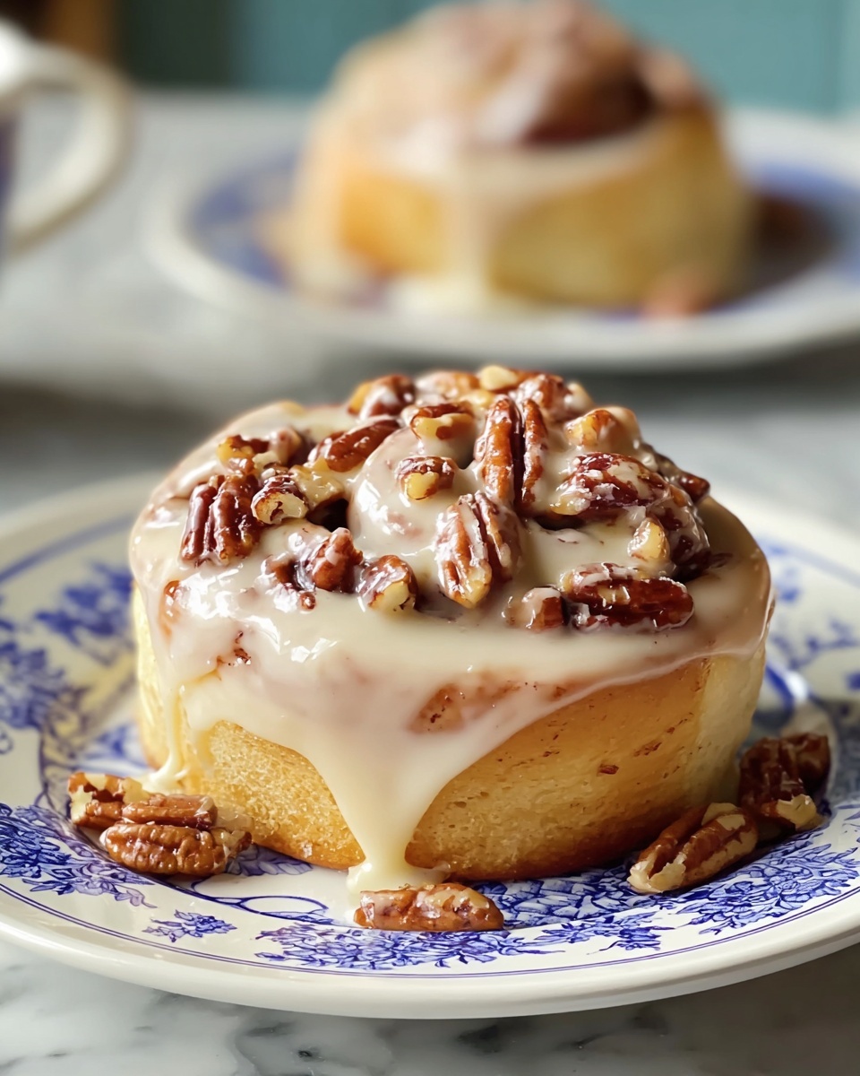 The Best Browned Butter Frosted Pecan Cinnamon Rolls Recipe - Recipe Image