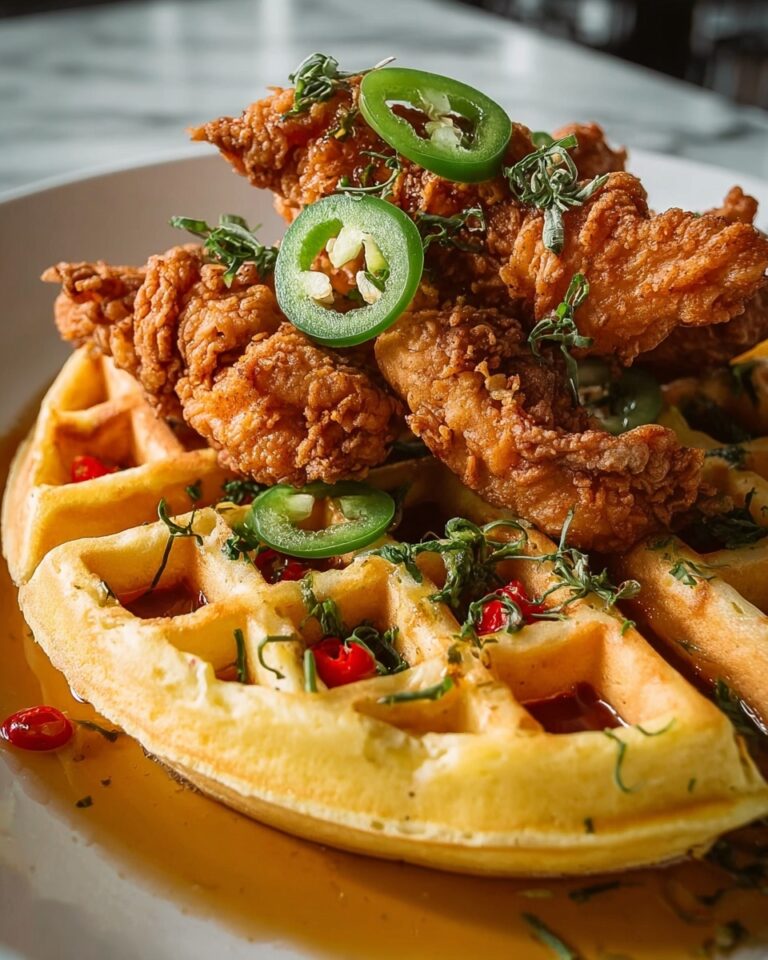 Homemade Fried Chicken ‘n’ Waffles with Jalapeno Honey Butter Sauce Recipe