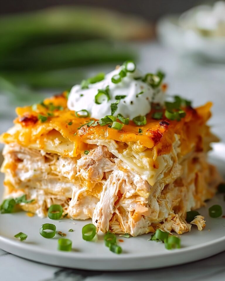 Cheesy Buffalo Chicken Lasagna with Ranch Drizzle Recipe