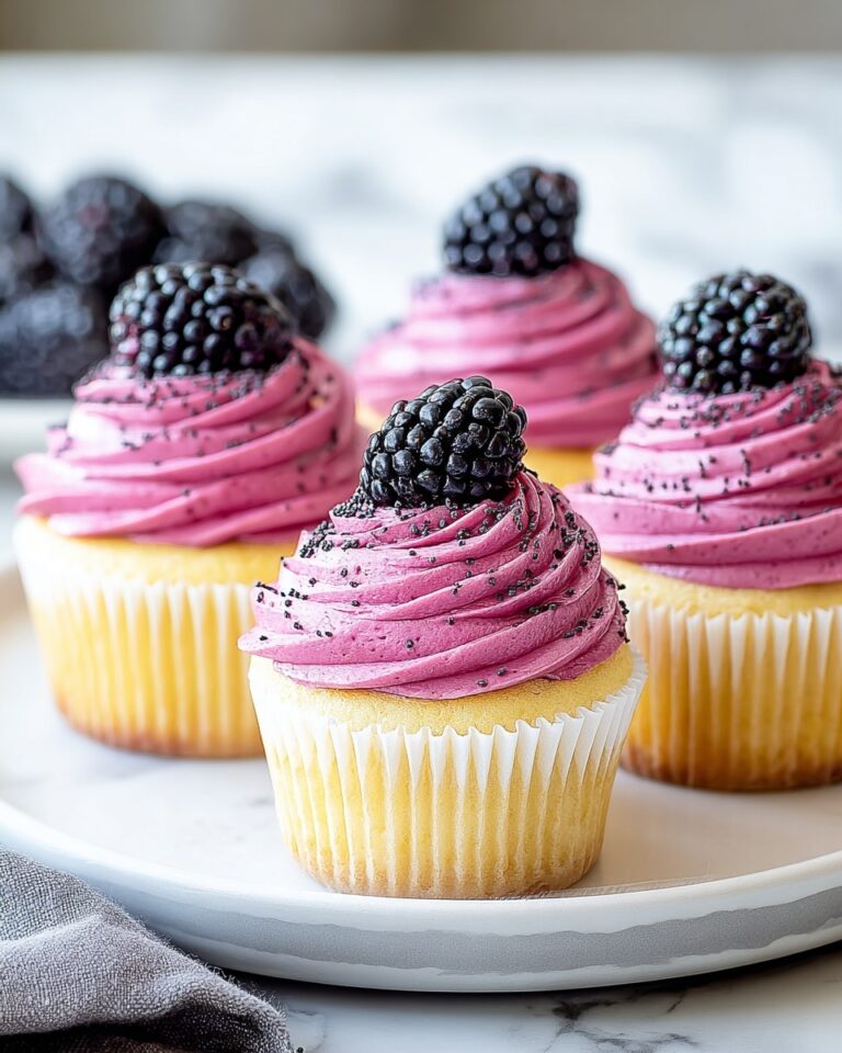 Lemon Poppy Seed Cupcakes with Blackberry Frosting Recipe