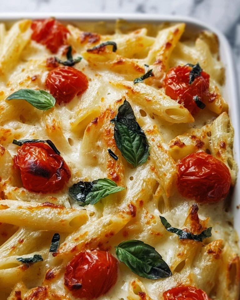 Creamy Pasta Bake with Cherry Tomatoes and Basil Recipe