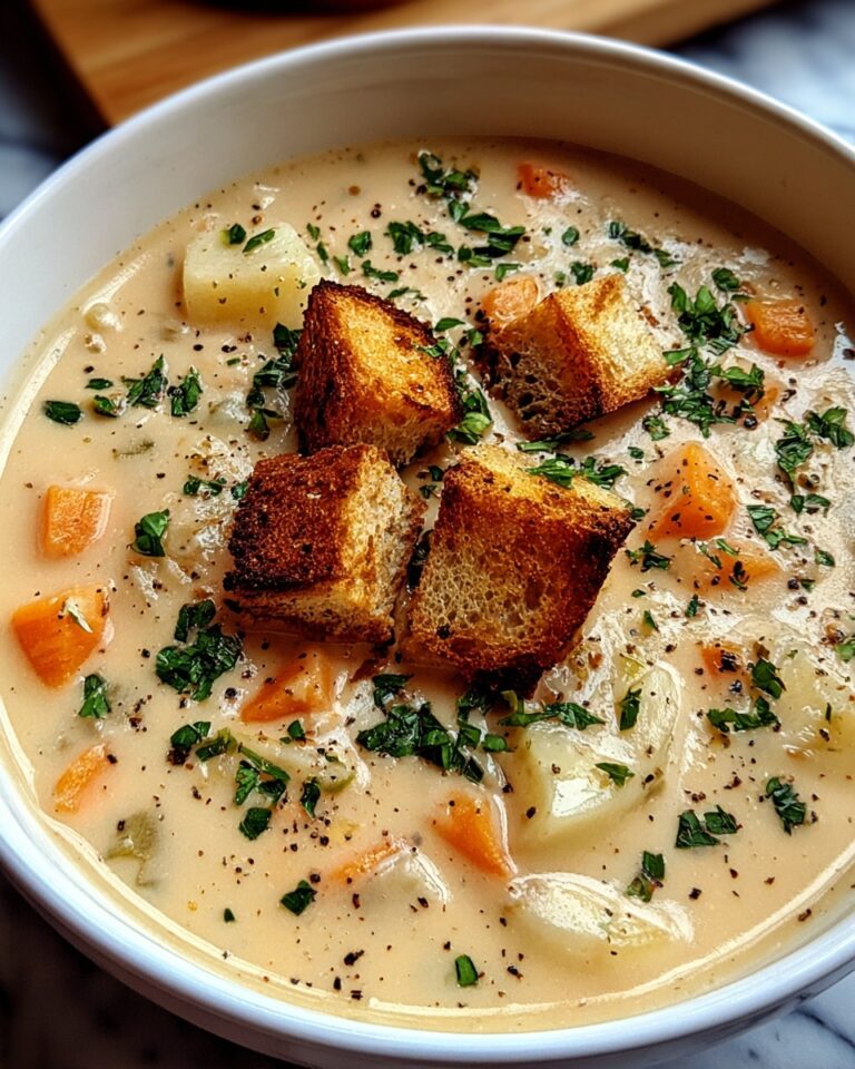 Creamy Vegetable Soup with Croutons Recipe