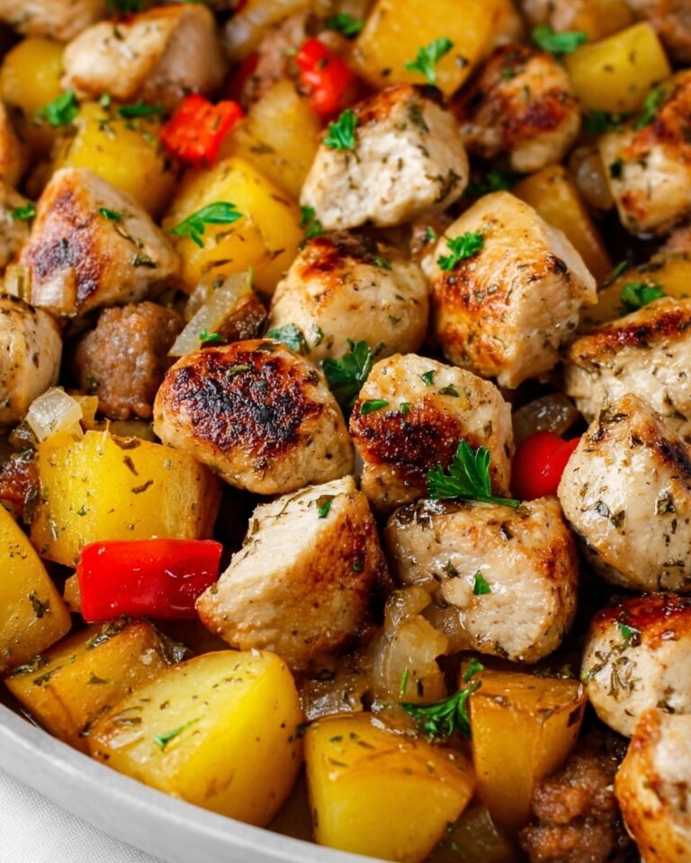 One-Pan Roasted Chicken, Sausage, Peppers, and Potatoes Recipe