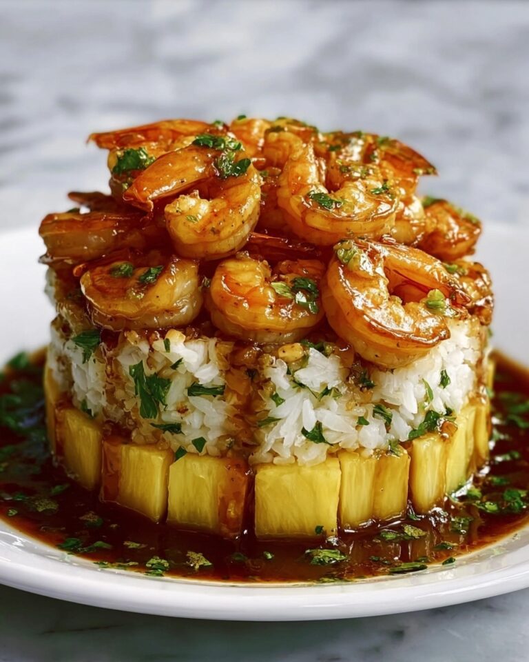 The Best Teriyaki Shrimp Pineapple Rice Stack for Family Meals Recipe