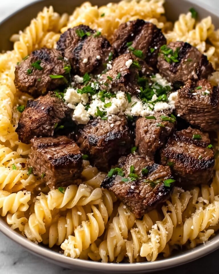 Garlic Parmesan Steak Bites with Rotini Pasta Recipe