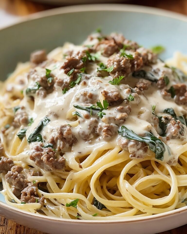 Cheesy Beef Alfredo with Linguine Recipe