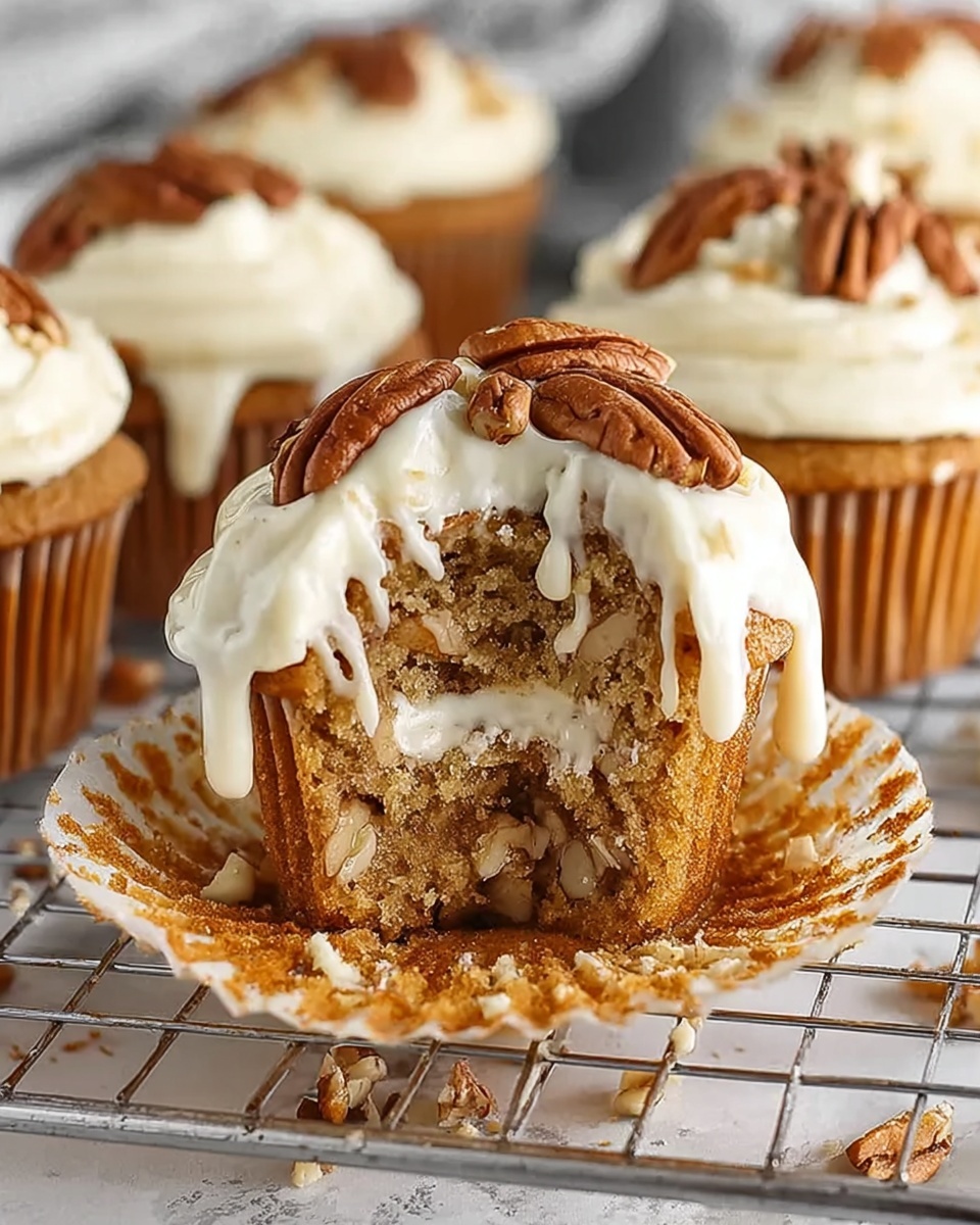 Banana Cinnamon Pecan Cupcakes with Cream Cheese Frosting Recipe - Recipe Image