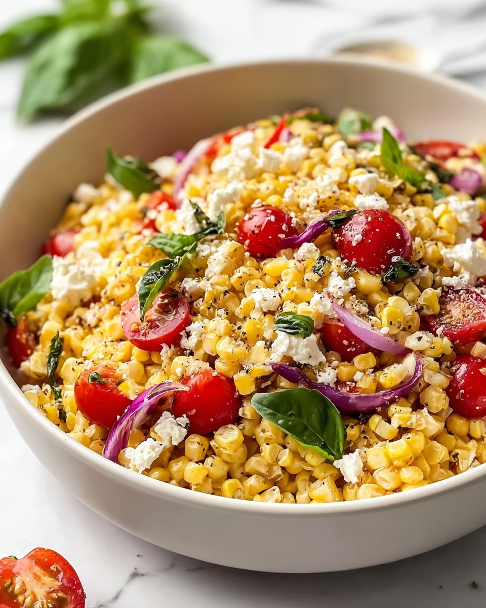 Grilled Corn Salad with Cherry Tomatoes, Feta, and Basil Recipe - Recipe Image