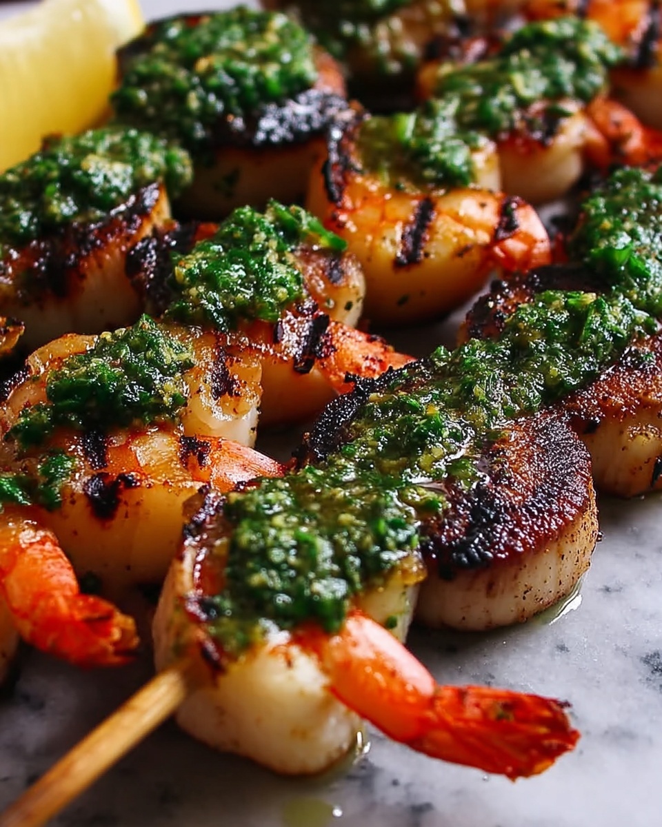 Grilled Surf & Turf Skewers with Chimichurri Recipe - Recipe Image