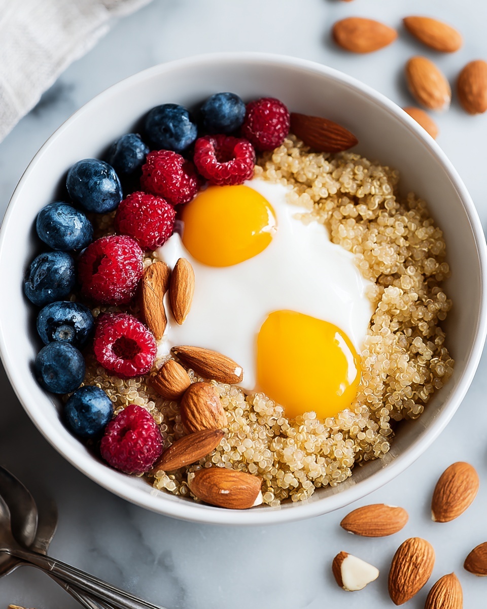 Quinoa Breakfast Bowl with Almonds and Honey Recipe - Recipe Image