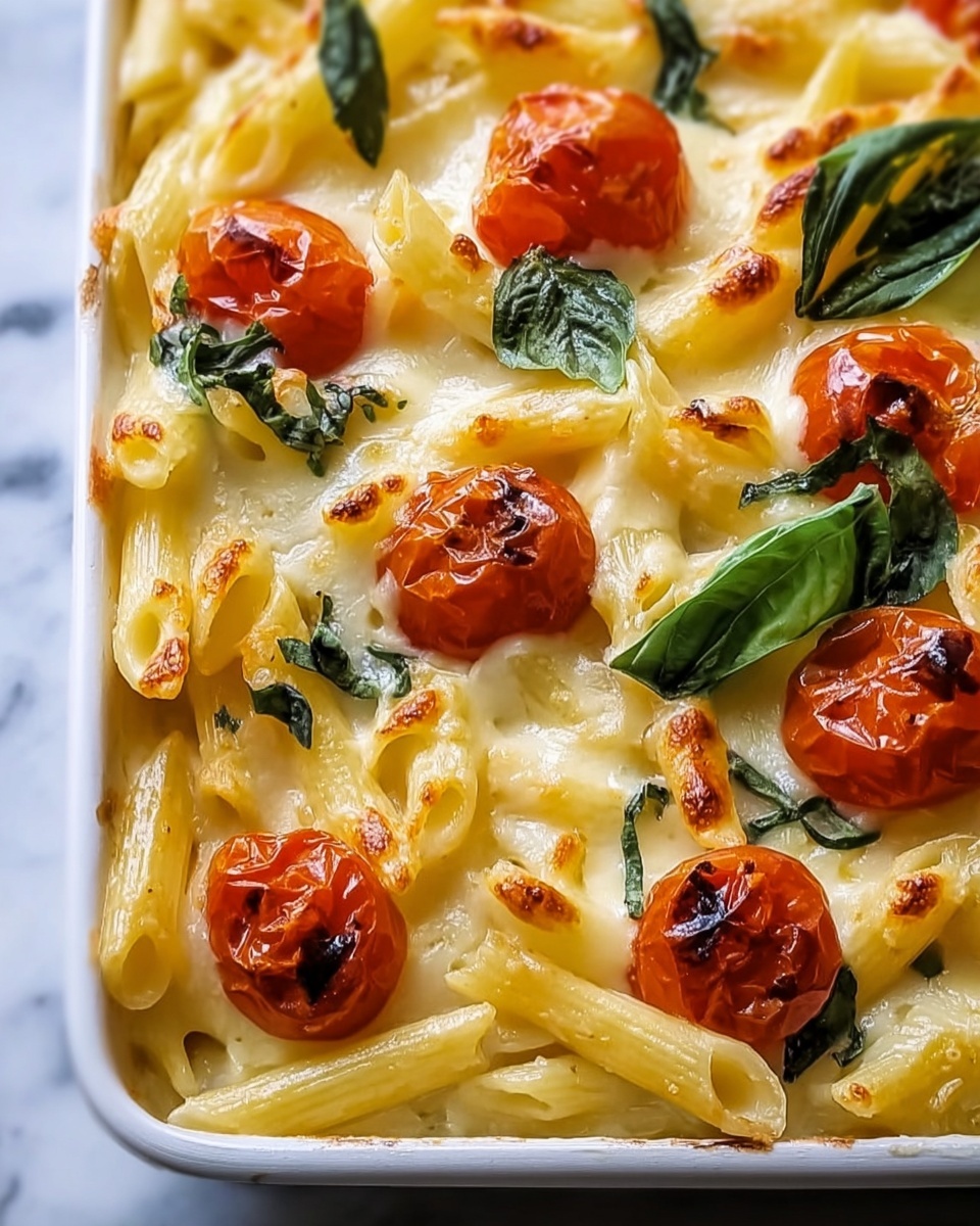 Creamy Pasta Bake with Cherry Tomatoes and Basil Recipe - Recipe Image