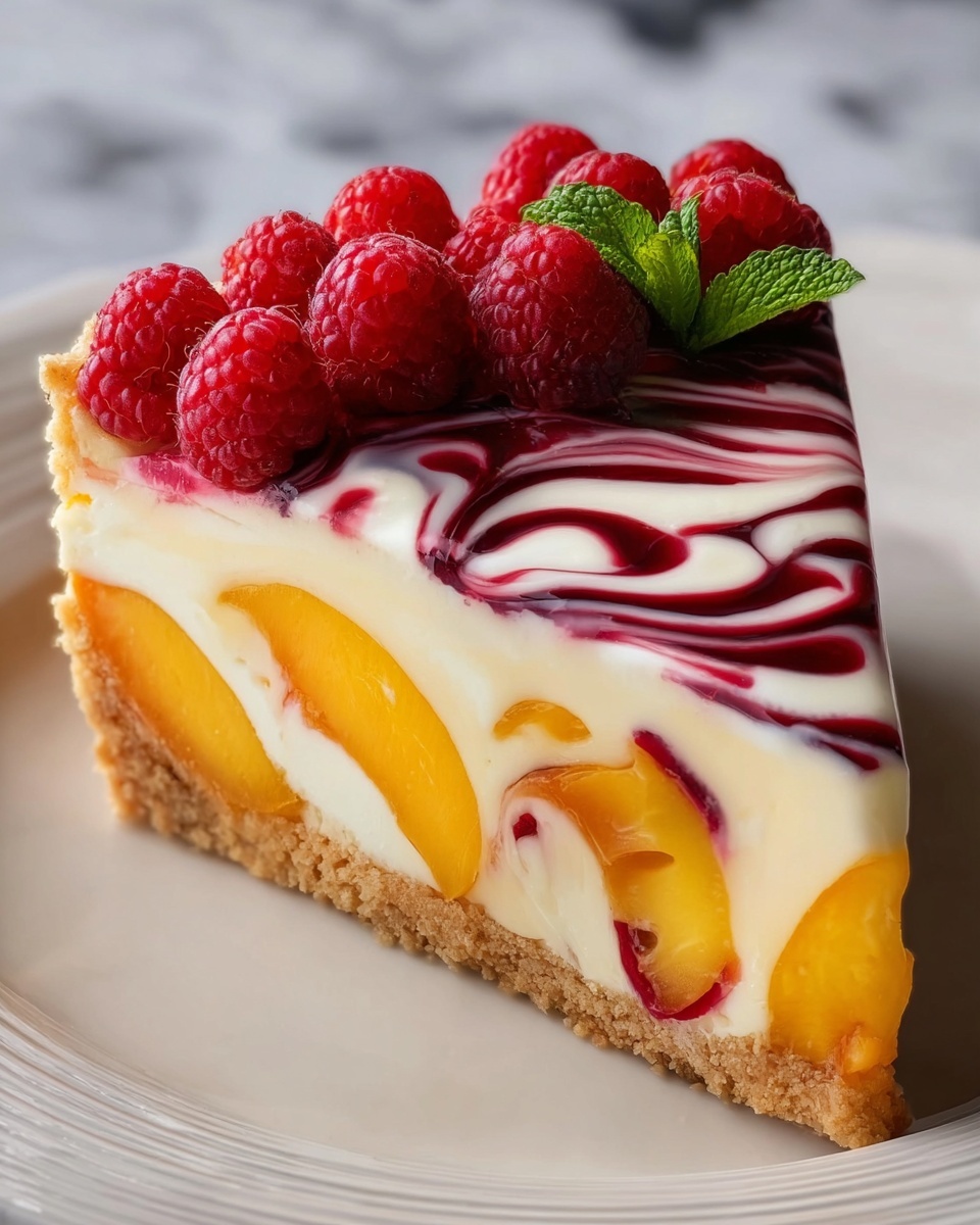 Peach Raspberry Cheesecake Recipe - Recipe Image