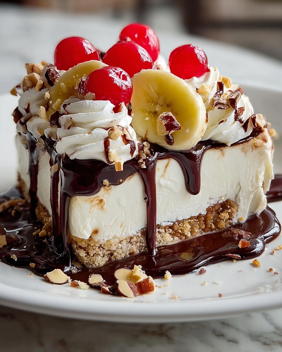 Heavenly No-Bake Banana Split Cheesecake Recipe - Recipe Image