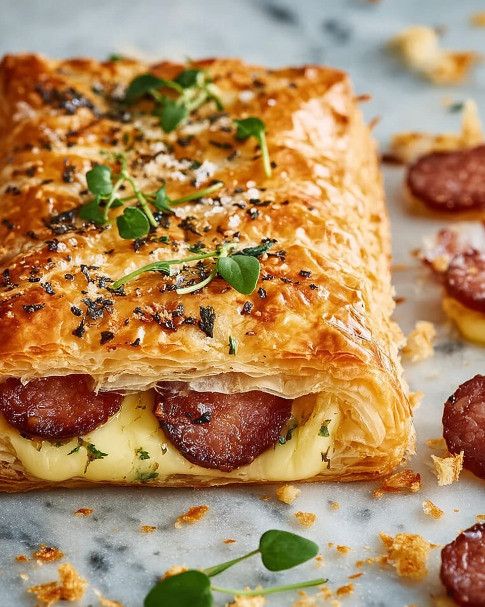 Salami and Cheese Puff Pastry Pockets Recipe - Recipe Image