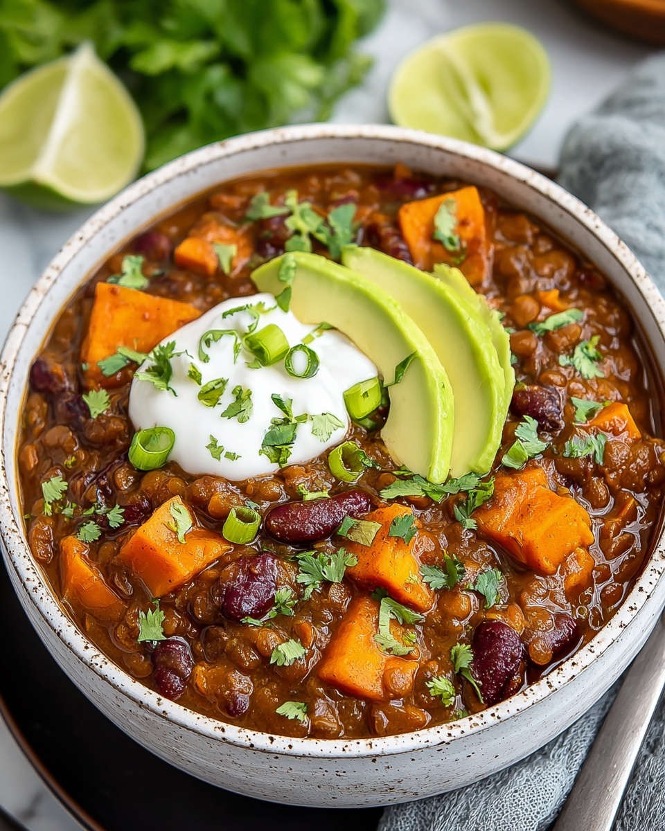 Vegan Sweet Potato Lentil Chili Recipe - Recipe Image