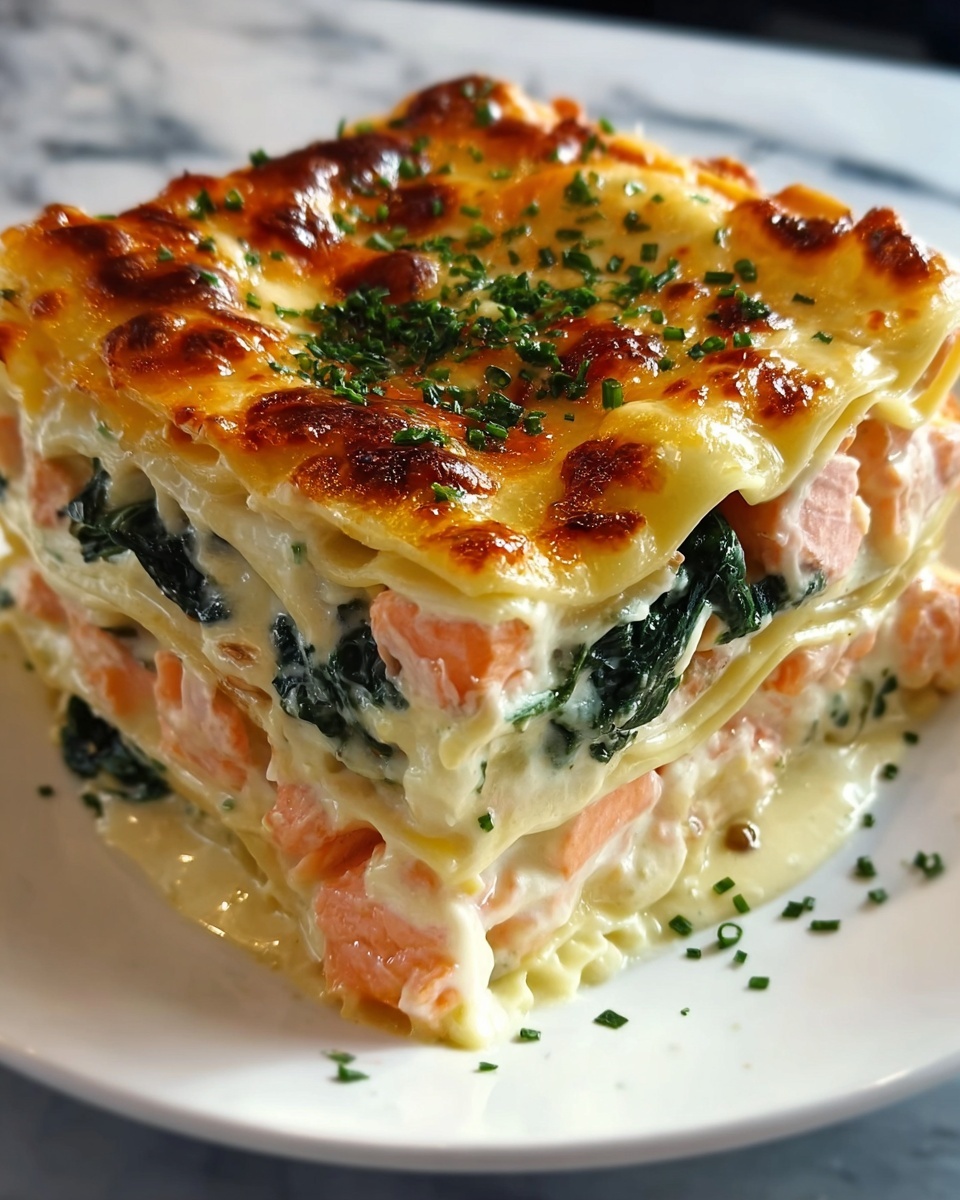 Salmon Spinach Lasagna Recipe - Recipe Image