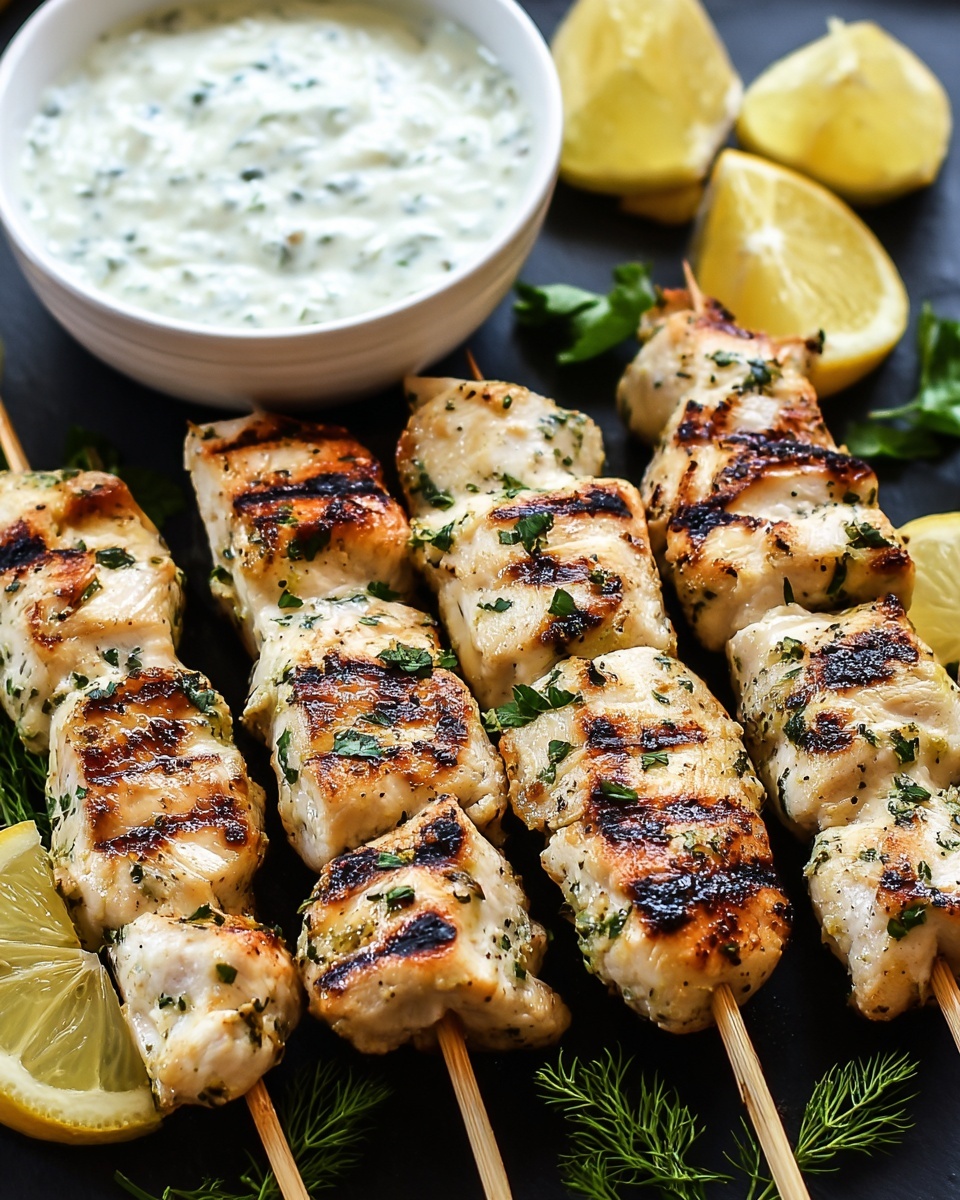 Greek Lemon Chicken Skewers with Tzatziki Sauce Recipe - Recipe Image