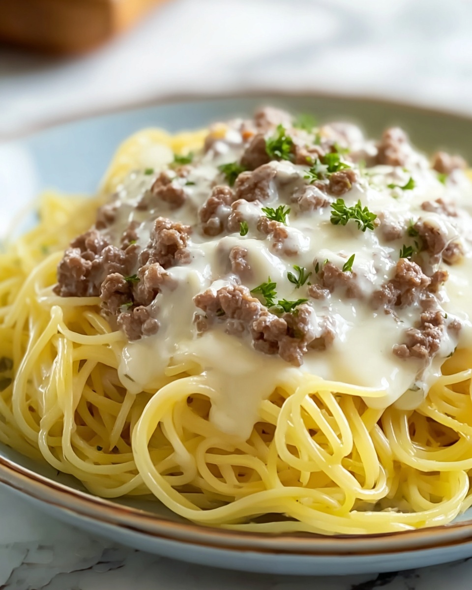 Cheesy Beef Alfredo with Linguine Recipe - Recipe Image