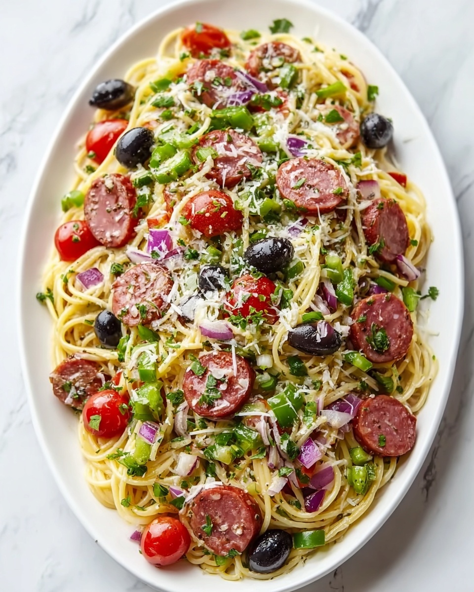 Summer Italian Spaghetti Salad Recipe - Recipe Image