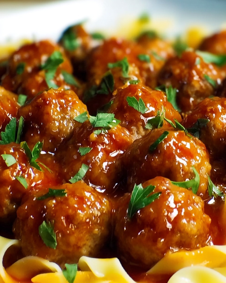 Sweet and Tangy BBQ Meatball Pasta Recipe - Recipe Image