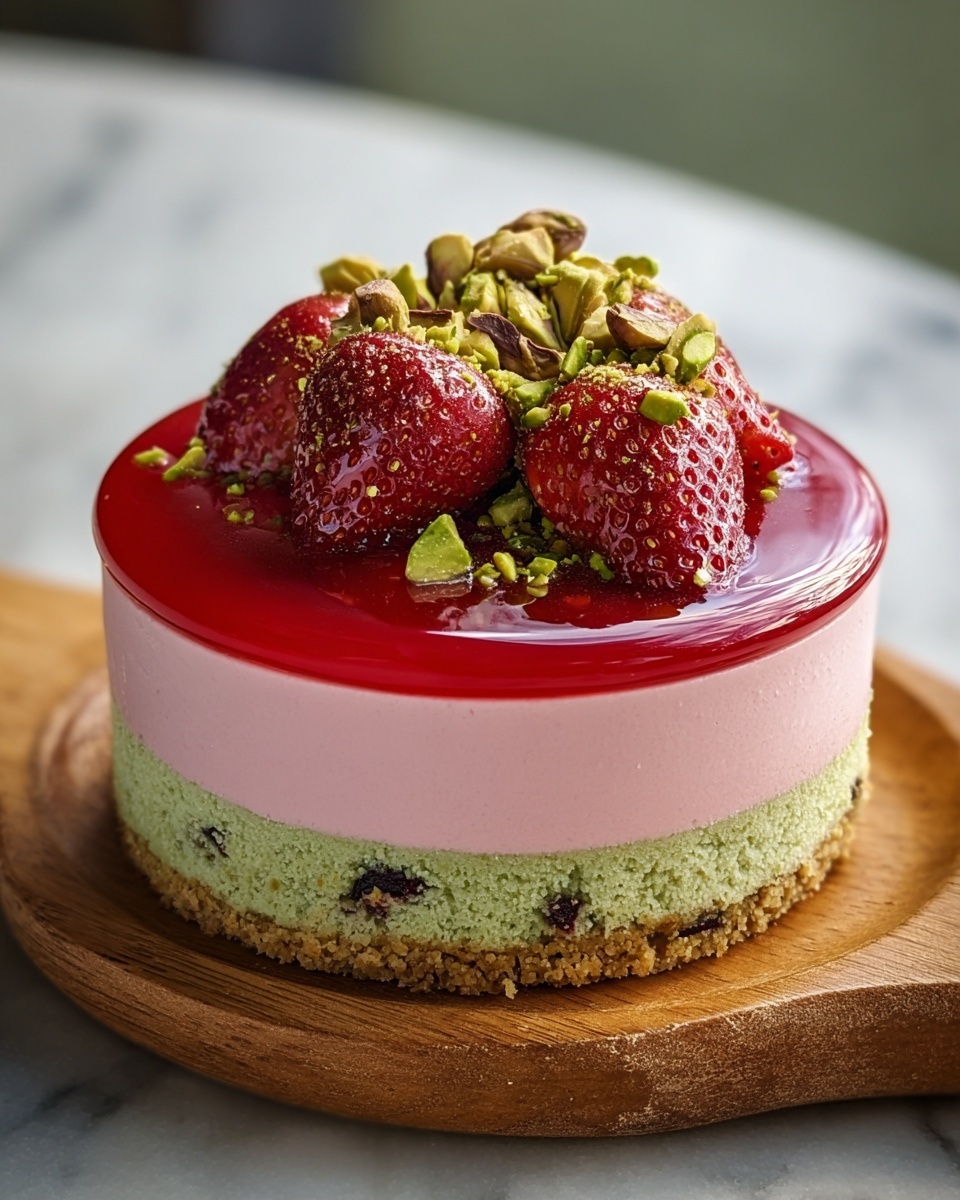 Strawberry Pistachio Mousse Cake Recipe - Recipe Image