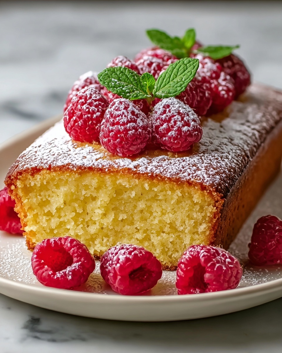 Grilled Sunny Lemon Pound Cake with Raspberries Recipe - Recipe Image