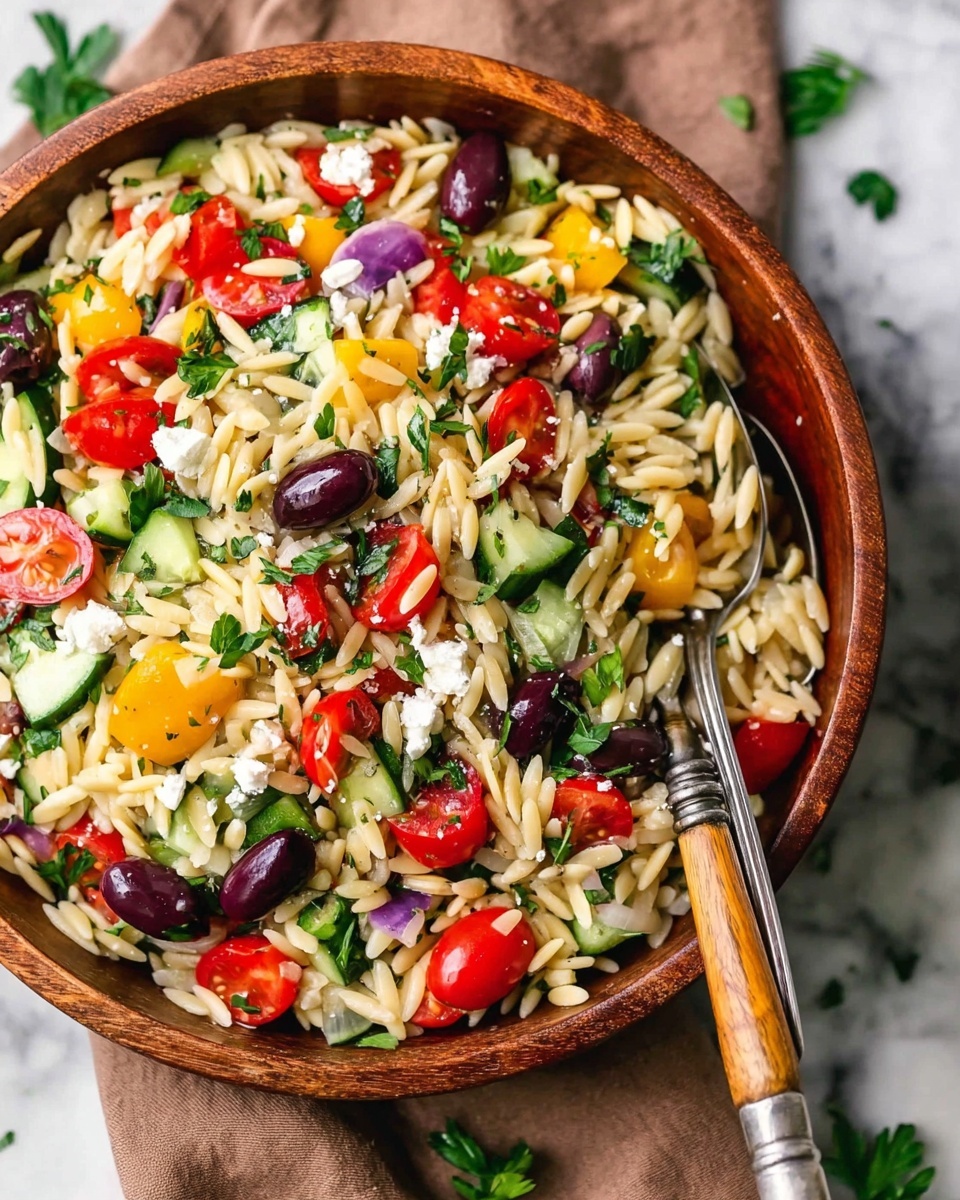 Mediterranean Orzo Pasta Salad with Feta and Fresh Basil Recipe - Recipe Image