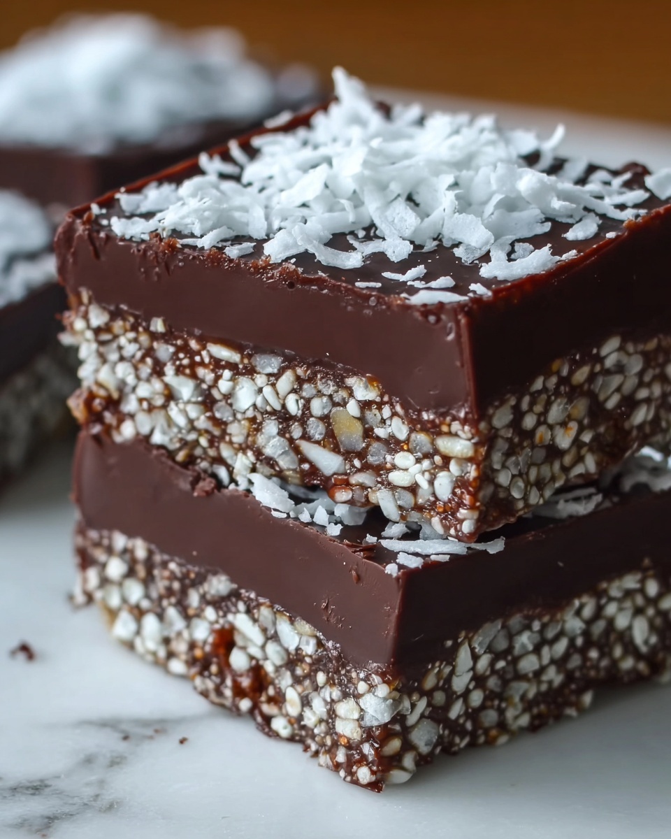 No-Bake Chocolate Coconut Slice Recipe - Recipe Image