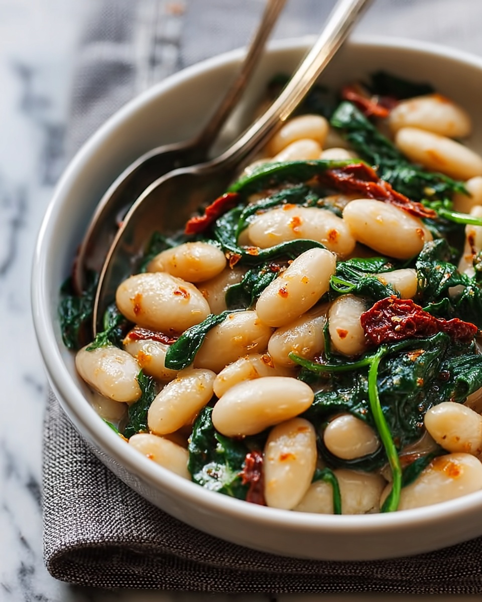 Tuscan Butter Beans with Spinach and Sun-Dried Tomatoes Recipe - Recipe Image