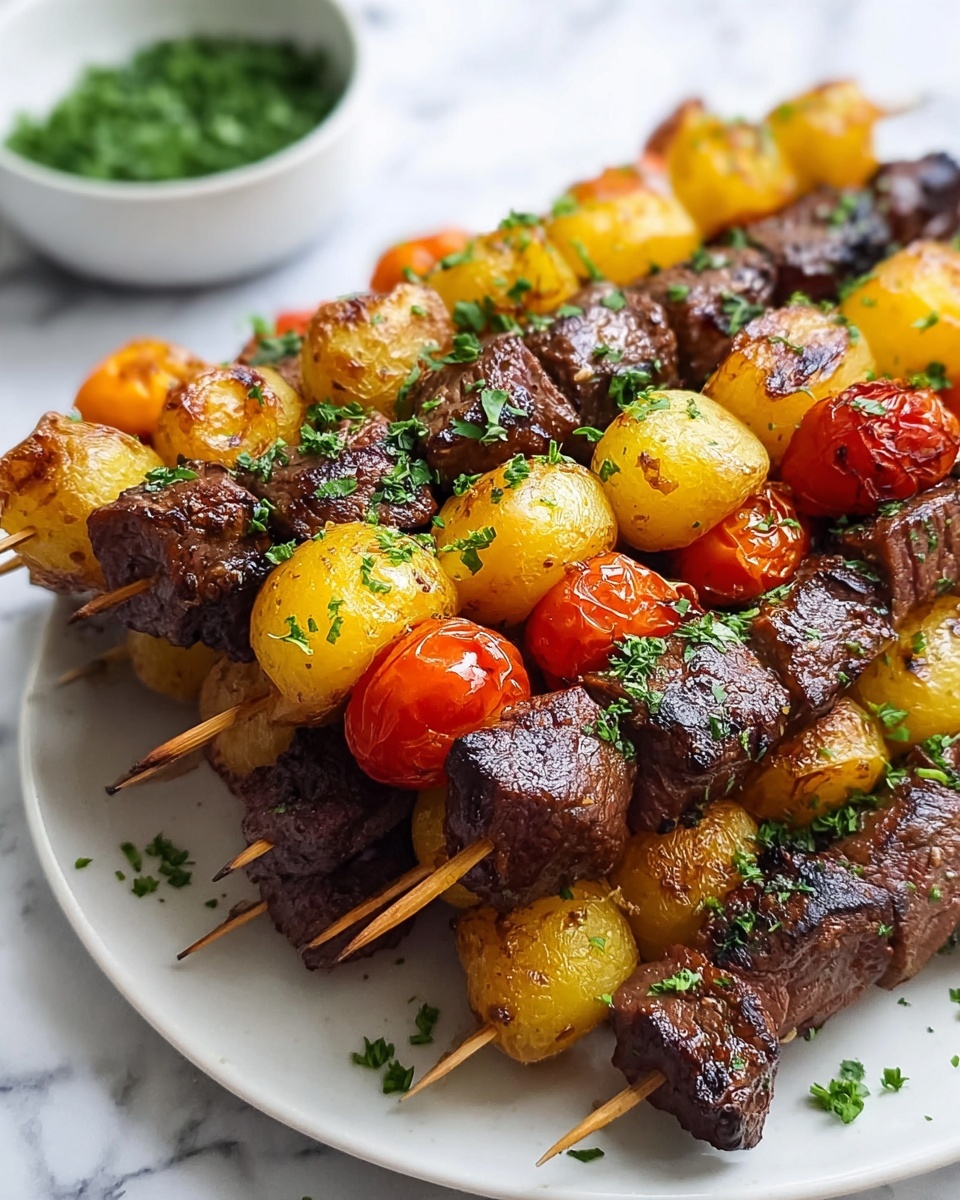 Rosemary Garlic Steak Kebabs Recipe - Recipe Image
