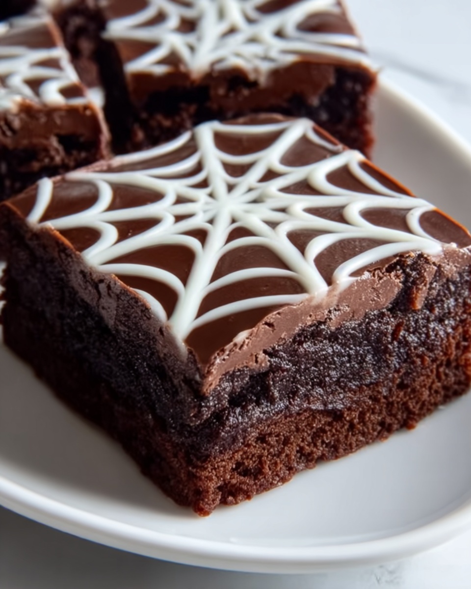 White Chocolate Spiderweb Brownies Recipe - Recipe Image