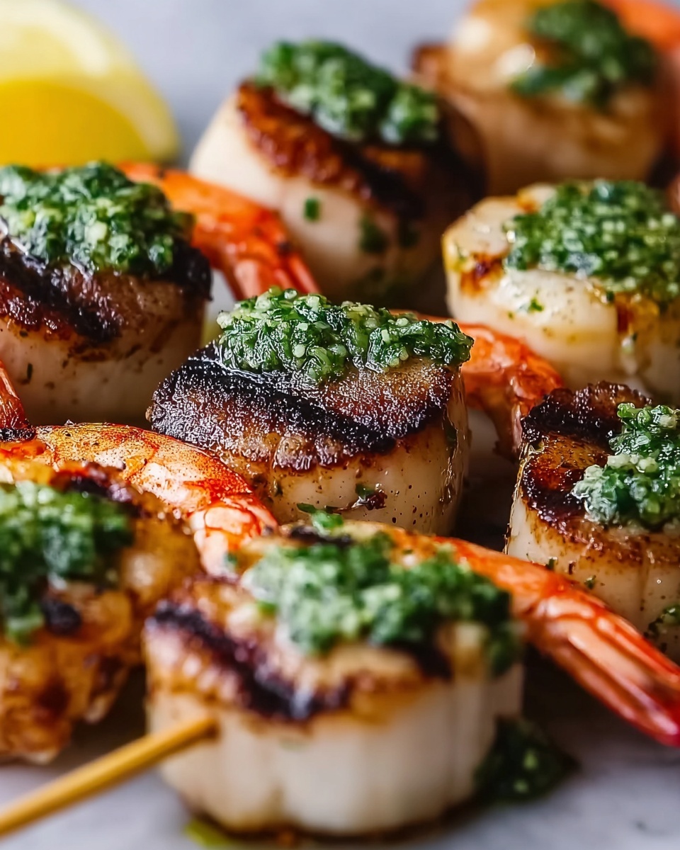 Grilled Surf & Turf Skewers with Chimichurri Recipe - Recipe Image