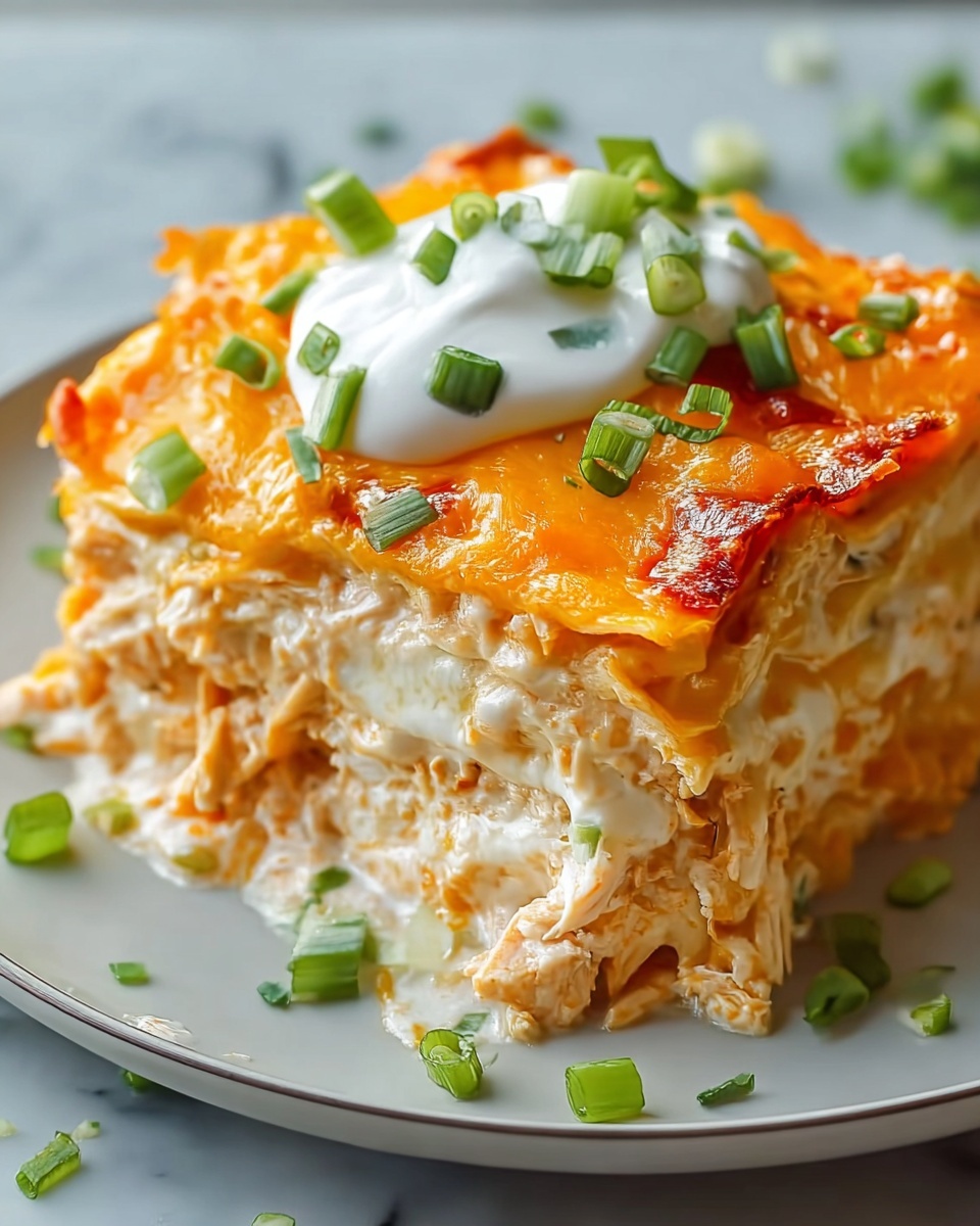 Cheesy Buffalo Chicken Lasagna with Ranch Drizzle Recipe - Recipe Image