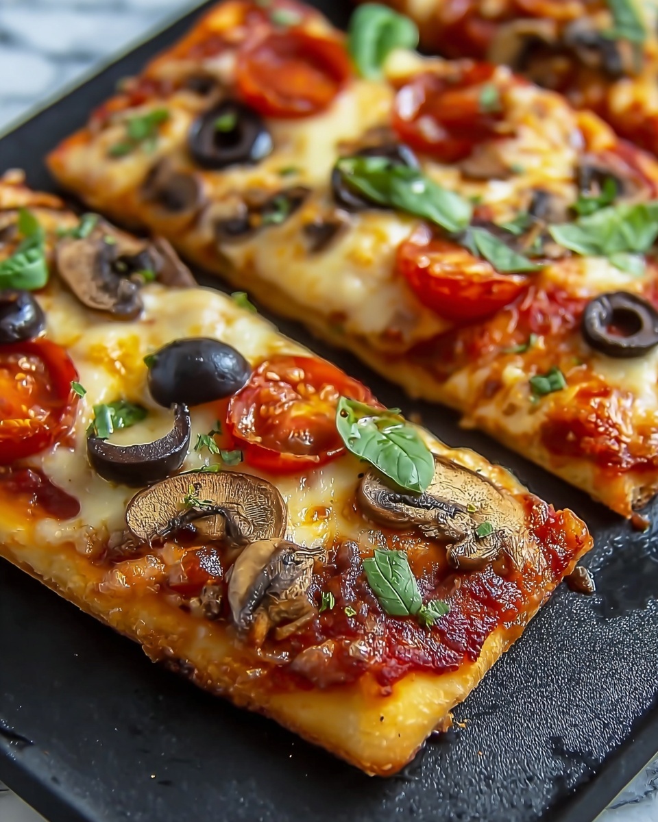 Vegan Pan Pizza with Green Olives and Mushrooms Recipe - Recipe Image