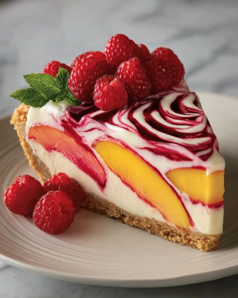 Peach Raspberry Cheesecake Recipe - Recipe Image