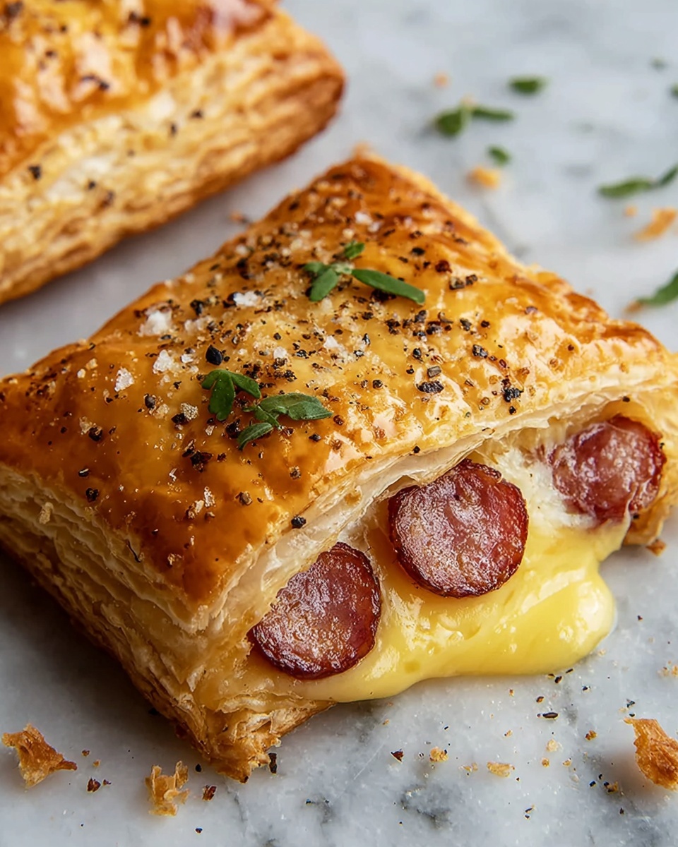 Salami and Cheese Puff Pastry Pockets Recipe - Recipe Image