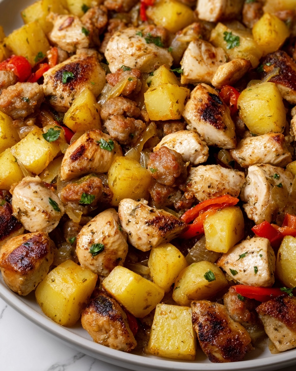One-Pan Roasted Chicken, Sausage, Peppers, and Potatoes Recipe - Recipe Image