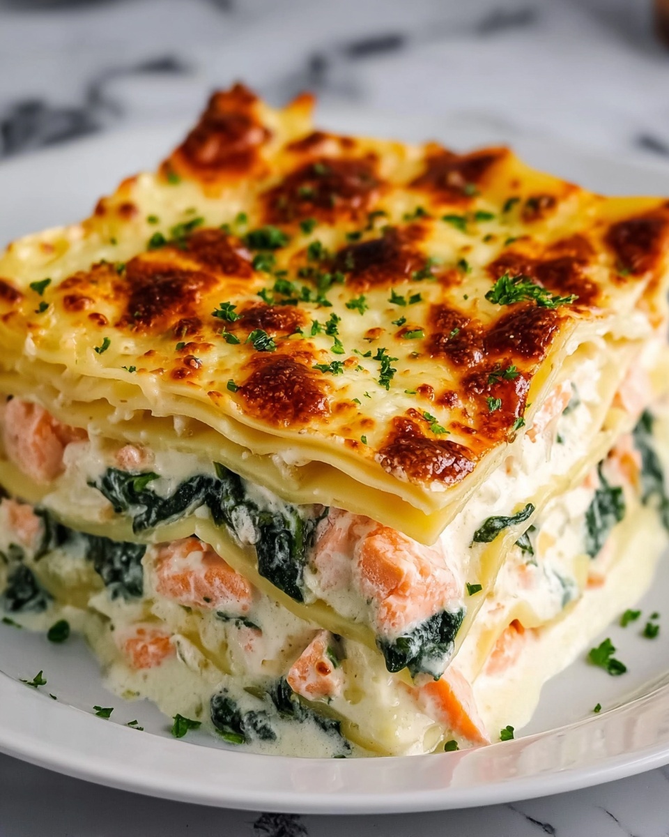 Salmon Spinach Lasagna Recipe - Recipe Image
