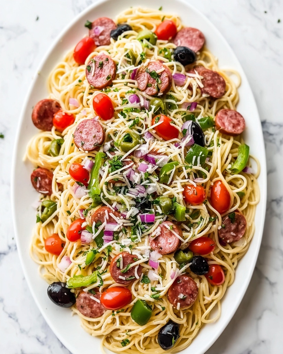 Summer Italian Spaghetti Salad Recipe - Recipe Image
