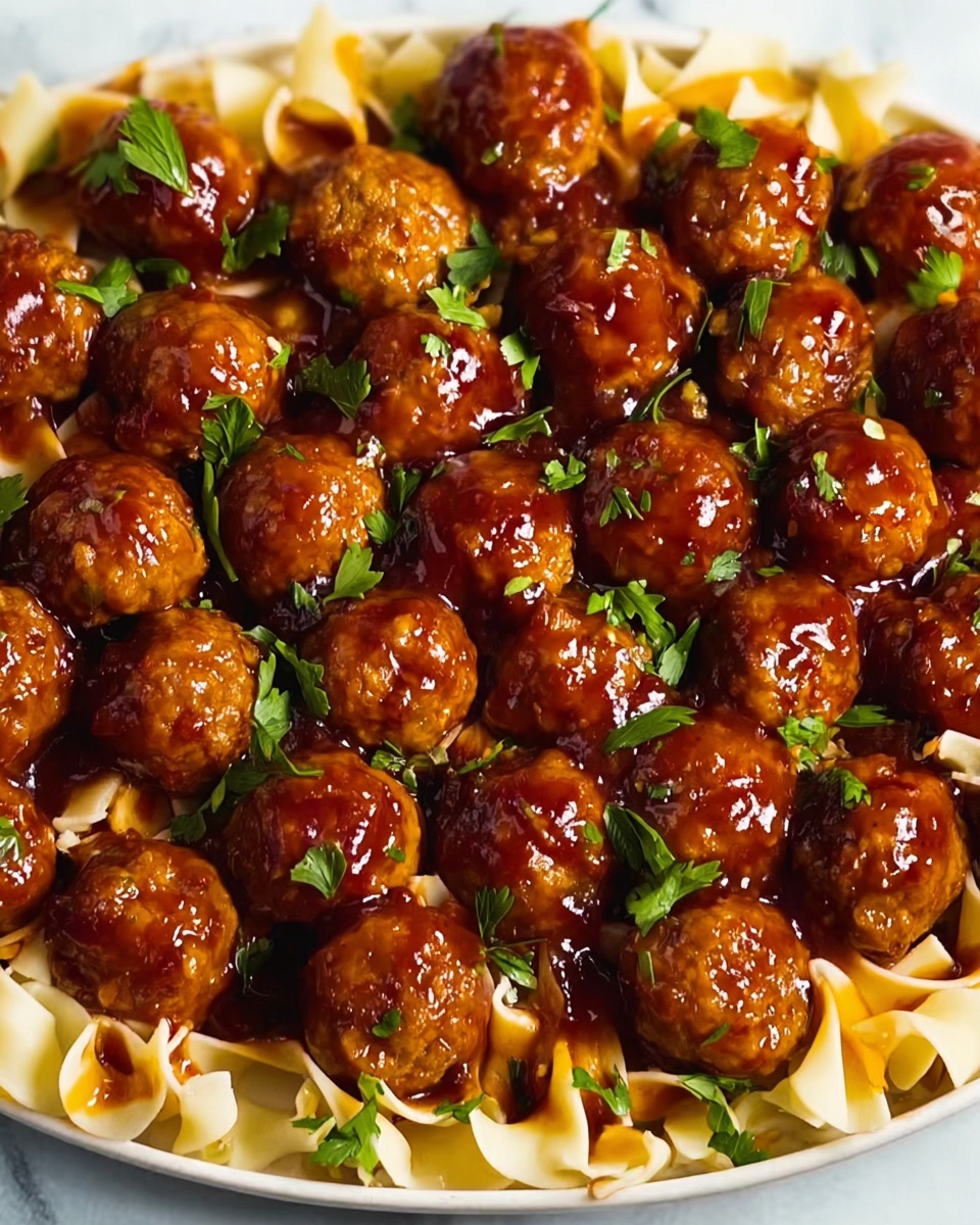 Sweet and Tangy BBQ Meatball Pasta Recipe - Recipe Image