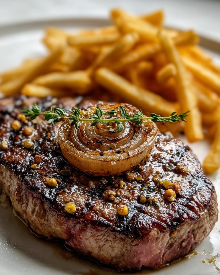 Ribeye Steak with French Onions and Crispy French Fries Recipe