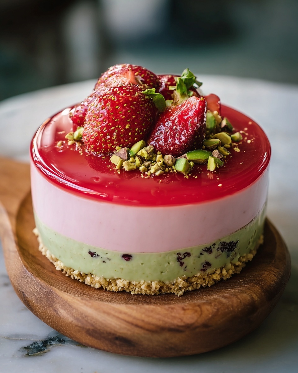 Strawberry Pistachio Mousse Cake Recipe - Recipe Image