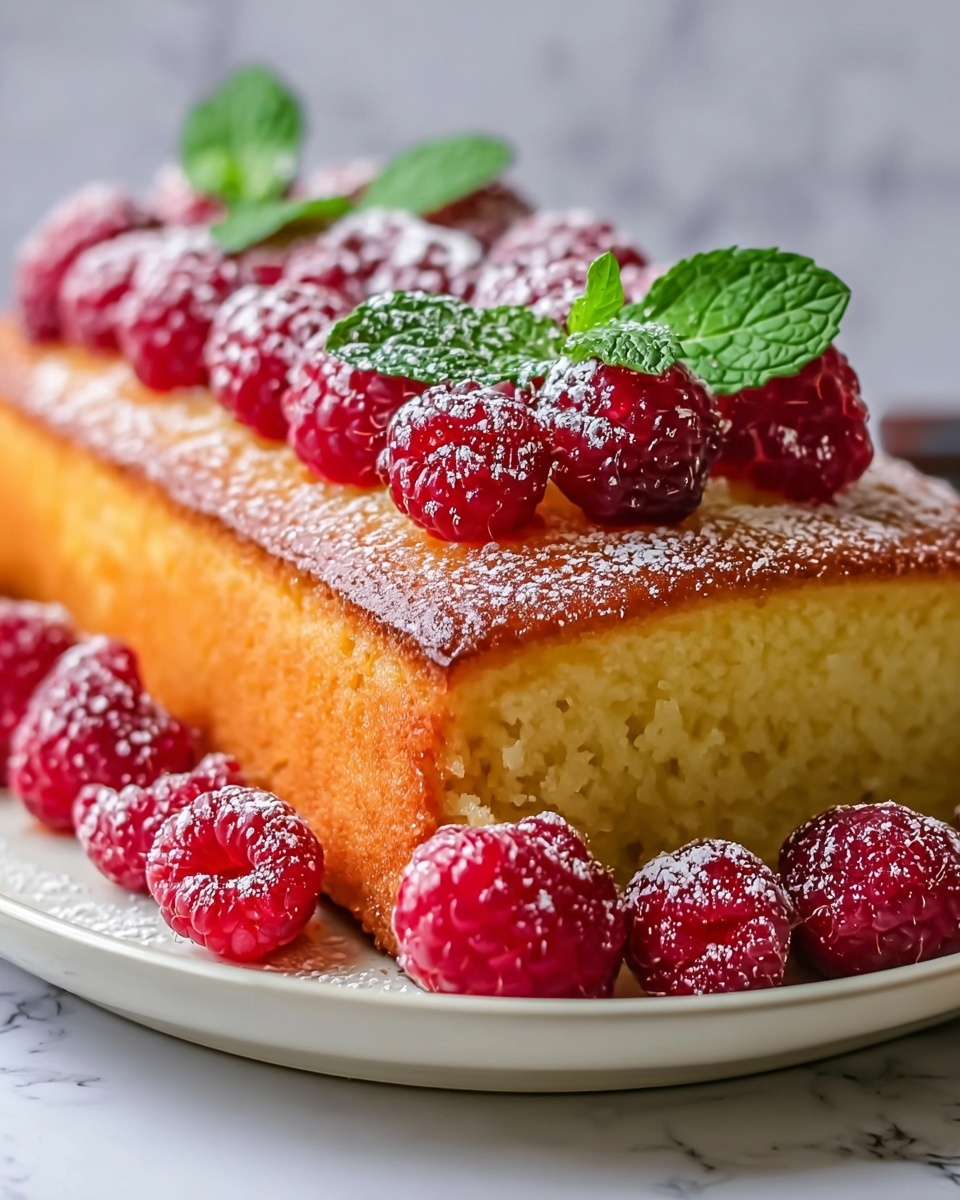 Grilled Sunny Lemon Pound Cake with Raspberries Recipe - Recipe Image