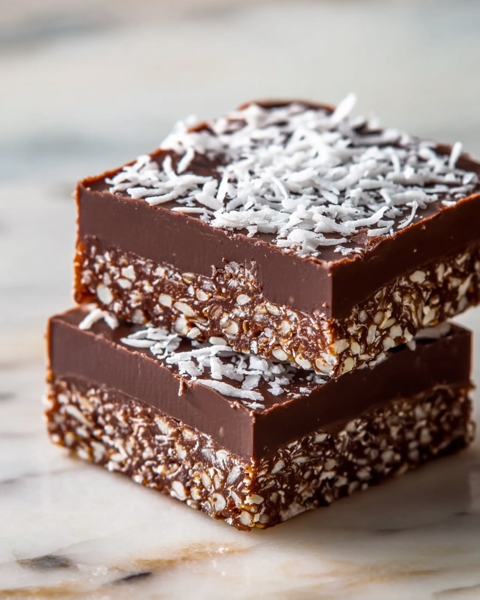 No-Bake Chocolate Coconut Slice Recipe - Recipe Image