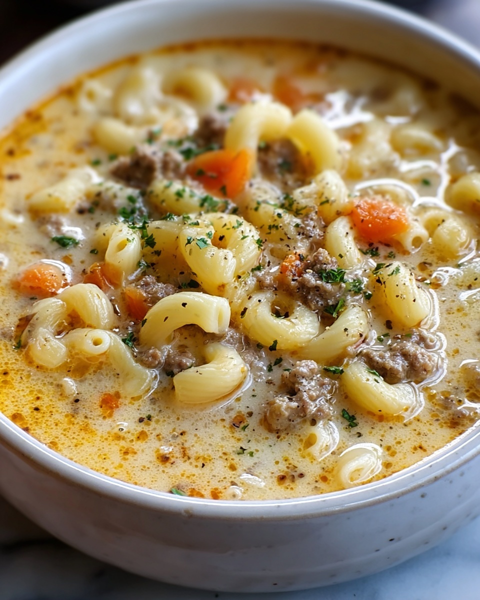 One-Pot Macaroni Cheeseburger Soup Recipe - Recipe Image