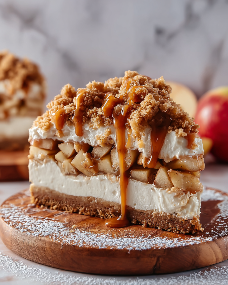 Salted Caramel Apple Pie Cheesecake Recipe - Recipe Image